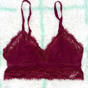 CLOSET CLOSING Aerie Waffle Triangle Longline Bralette, Turnip The Beet, size XS